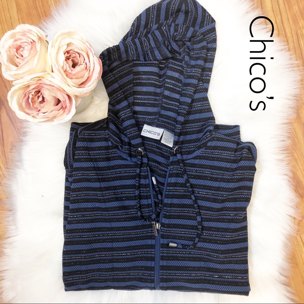 Chico’s Zip Hooded Sweater/Cardigan Size 2 Large